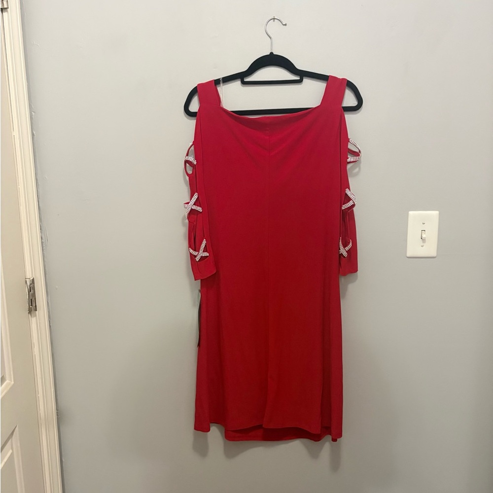 MSK Red Cold Shoulder Midi Dress - Picture 7 of 7
